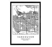 Print city map Vancouver Scandinavian style in black and white. Poster A4 Printed paper No 250 gr. Paintings, prints and posters for living room and bedroom