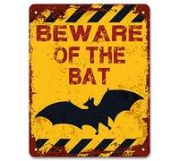 Print Crafted - Beware Of The Bat | Vintage Metal Garden Yard Warning Sign