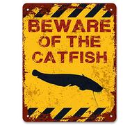 Print Crafted - Beware Of The Catfish | Funny Vintage Metal Garden Warning Sign
