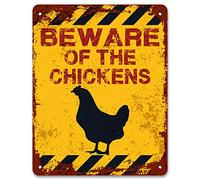 Print Crafted - Beware Of The Chickens | Vintage Metal Garden Yard Warning Sign | Allotment Sign