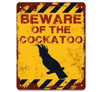 Print Crafted - Beware Of The Cockatoo | Vintage Metal Garden Yard Warning Sign | Bird Aviary