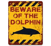 Print Crafted - Beware Of The Dolphin | Vintage Metal Garden Yard Warning Sign