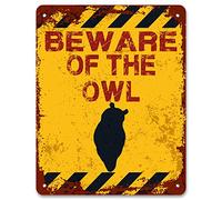 Print Crafted - Beware Of The Owl | Vintage Metal Garden Yard Warning Sign