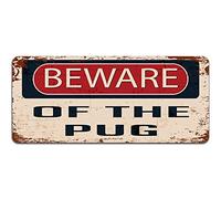 Print Crafted - Beware Of The Pug | Vintage Metal Door Warning Sign for Dog
