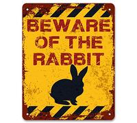 Print Crafted - Beware Of The Rabbit | Vintage Metal Garden Warning Sign