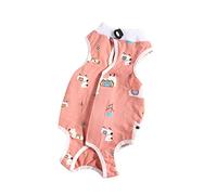 Print Dog Recovery Suit After Pet Operation For Female Male Dogs Cats Surgical Postoperative Snuggly Vest For Abdominal Wounds Weaning Licking Vest And Leash Set for Boys (Pink, M)