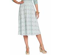 Chums Ladies Floral Print Skirt with Easy Pull-On Elasticated Waist Petite (25") & Regular (27") Length Duck Egg Print 12