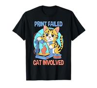 Print Failed Cat Involved Funny 3D Printing Maker T-Shirt