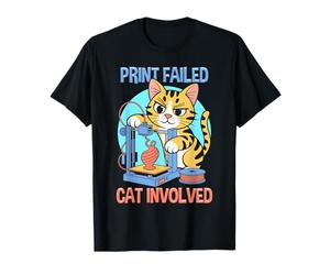 Print Failed Cat Involved Funny 3D Printing Maker T-Shirt