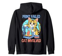 Print Failed Cat Involved Funny 3D Printing Maker Zip Hoodie