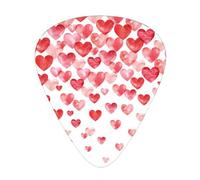 Print Falling Red Hearts,12 Pcs Guitar Pick,3 Different Thickness Plectrums for Acoustic Guitar Bass Ukulele (0.46mm 0.96mm 0.71mm)