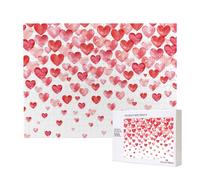 Print Falling Red Hearts,500 Pieces Wooden Jigsaw Family Game Jigsaw Puzzles for Adults Teens Home Decor