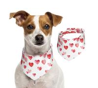 Print Falling Red Hearts,Dog Bandanas Cotton Pet Scarf Adjustable Bibs for Pet,M