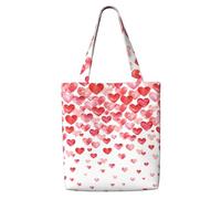 Print Falling Red Hearts,Reusable Grocery Bags Shopping Tote Bags Large Capacity Canvas Shoulder bag