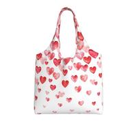 Print Falling Red Hearts,Reusable Tote Bags Grocery Bags Large Capacity Canvas Shopping Shoulder bag