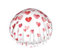 Print Falling Red Hearts,Shower Cap Nightcap Double Layer Waterproof Elastic Bath Cap Reusable Hair Cap