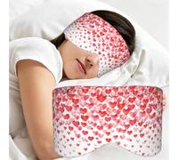 Print Falling Red Hearts, Sleep Mask for Home Travel, Full Eye Covers Light Blocking Eye Mask Sleep Eye and Ear Muffs