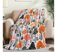 Print Fleece Throw Blanket Colorful - Plant Mushroom Graffiti Theme Fuzzy Plush Sherpa Blankets for Sofa Bed Couch, 220 x 240 cm Warm Flannel Blanket for boys girls and adults