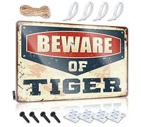 Print, Funny Wall Art Mancave Holder Beware Of Tiger | Rustic Crazy Wall Art(30X40CM)