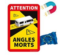 PRINT.GG Blind Spot Sticker France - Angles Morts Magnet Motorhome and Bus - Magnetic Sign Car 17 x 25 cm - Motorhome Sticker Warning Sign - Lorry Motorhome and Bus Magnetic Signs Car