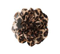 Print Hair with Layered Camellia-Style Flower, Dark yellow | Visible Leopard Print Floral Detailing, Layered Camellia Profile, Hair Structure Beneath the Ornament