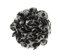 Print Hair with Layered Camellia-Style Flower, Gray | Visible Leopard Print Floral Detailing, Layered Camellia Profile, Hair Structure Beneath the Ornament