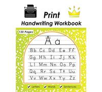 Print Handwriting Workbook: Penmanship Workbook for Teens & Adults & Kids, Improve Handwriting, Practice Book ,Yellow Marbled Cover , 130 pages