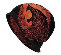 Print Hat Men's Viking Beanie, Double Thin Hat Fenrir Wolf Rune Viking Style Knit Hat Fishing Beanie (Color : Hat, Size : Get One)
