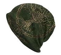 Print Hat Viking Vintage Valhalla Green Tree Of Life Yggdrasil Beanie Viking Style Rune Knit Hat Viking Style Beanie (Color : Hat, Size : Get One)