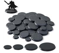 Print It Uk Wargaming Hobby Bases Mixed Size - 40 Pack Round Model Miniature Plastic Bases Assorted 25mm 32mm 40mm 50mm for Tabletop War Games RPG Figures