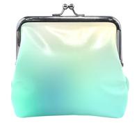 Print Leather Coin Pouch for Women Cute Kiss Lock Abstract Soft Blurred Blue Teal Card Change Purse Wallet