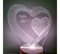 Print Maniacs 3D Illusion LED Night Light,16 Color Changing Touch Switch USB Table Lamp for Birthday Gifts or Home Decorations + with Remote Control Heart Names (Black Colour Base)