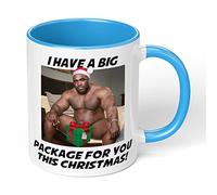 Print Maniacs Barry Wood Christmas 11 oz Gift Secret Santa Stocking Women Girls Her Hot Coffee Tea Xmas Present Adult Joke Funny Rude Naughty Big Package Mug (Blue Fill)