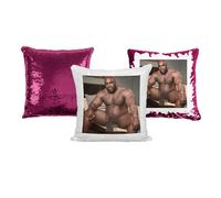 Print Maniacs Barry Wood Sequin Cushion Magic Swipe Adult Hers Secret Santa Rude Funny Prank Humor Joke Birthday Christmas Pillow Case Gift (Hot Pink, No insert (Without Stuffing))