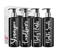 Print Maniacs Bathroom Set Mrs Hinch Inspired Personalised 500ml Pump Bottles Bathroom Storage Accessories Lotion Dispenser Shampoo Conditioner Set White Bottle Rose Gold Pump (Set 6, F2)