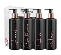 Print Maniacs Black Mrs Hinch Inspired Personalised 500ml Bottles Bathroom Lotion Kitchen Shampoo Conditioner Rose Gold Pump (Set 4 His Hers, F2) (Rose Gold)