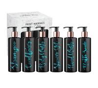 Print Maniacs Black Mrs Hinch Inspired Personalised 500ml Bottles Bathroom Lotion Kitchen Shampoo Conditioner Rose Gold Pump (Set 6) (Teal)