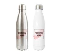 Print Maniacs Bulk Stainless Steel Thermal Water Bottle Vacuum Insulated Metal Water Bottle Cooperate Business Hot Cold Drinks Flask 500ml Custom Own Logo (White, 1)