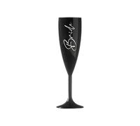 Print Maniacs Champagne Premium Black Flute Glass Bride Groom Mr Mrs Wedding Maid Honour Wine Cocktail Prosecco Celebrations Gift (Silver, Bride)