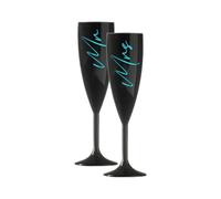 Print Maniacs Champagne Premium Black Flute Glass Bride Groom Mr Mrs Wedding Maid Honour Wine Cocktail Prosecco Celebrations Gift (Teal, Mr + Mrs Set)