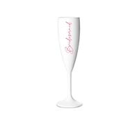 Print Maniacs Champagne Premium White Flute Glass Bride Groom Mr Mrs Wedding Maid Honour Wine Cocktail Prosecco Celebrations Gift (Baby Pink, Bridesmaid)