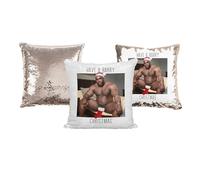 Print Maniacs Christmas Barry Wood Sequin Cushion Magic Swipe Reveal Adult Woman Hers Secret Santa Rude Funny Prank Humor Joke Gift Pillow Case (Rose Gold, No Insert (With Out Stuffing))