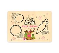 Print Maniacs Christmas Eve Santa and Rudolph Reindeer Treat Personalised Any Name Xmas Plate Board Wooden Place Mat 28cm x 20cm Reindeer Pink (With Name)
