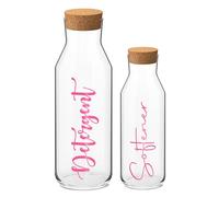 Print Maniacs CORKED GLASS JAR 500ml & 1 Litre Storage Bottle Reuseable Laundry Mrs Hinch Storage Jar (Baby Pink, 1 Litre)