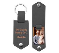 Print Maniacs Custom Engraved Leather Keyring Personalised Photo Text Gift for Dad Fathers Day Keychain for Him Daddy Husband Boyfriend Unique Keepsake Birthday Christmas Gift Idea