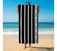 Print Maniacs Custom Name Microfibre Black Towel Personalised Striped Beach Towel Quick Dry Sand Free Lightweight Travel Towel for Holiday Pool Swimming Gym Spa Family Towels Gifts for Him Her