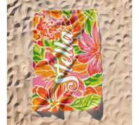 Print Maniacs Custom Personalised Tropical Floral Towel with Name Microfibre Beach Towel Large Quick Dry Lightweight Travel Towel Holiday Pool Gym Spa Gift