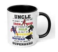 Print Maniacs Daddy Grandad Uncle Superhero Mug Cup 11oz Birthday Christmas Fathers Day Coffee Tea Gift (Black Fill and Handle, Uncle)