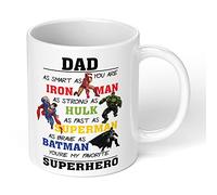 Print Maniacs Daddy Grandad Uncle Superhero Mug Cup 11oz Birthday Christmas Fathers Day Coffee Tea Gift (White, Dad)