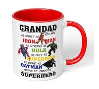Print Maniacs Daddy Grandad Uncle Superhero Mug Cup 11oz Birthday Christmas Fathers Day Coffee Tea Gift (Red Fill and Handle, Grandad)
